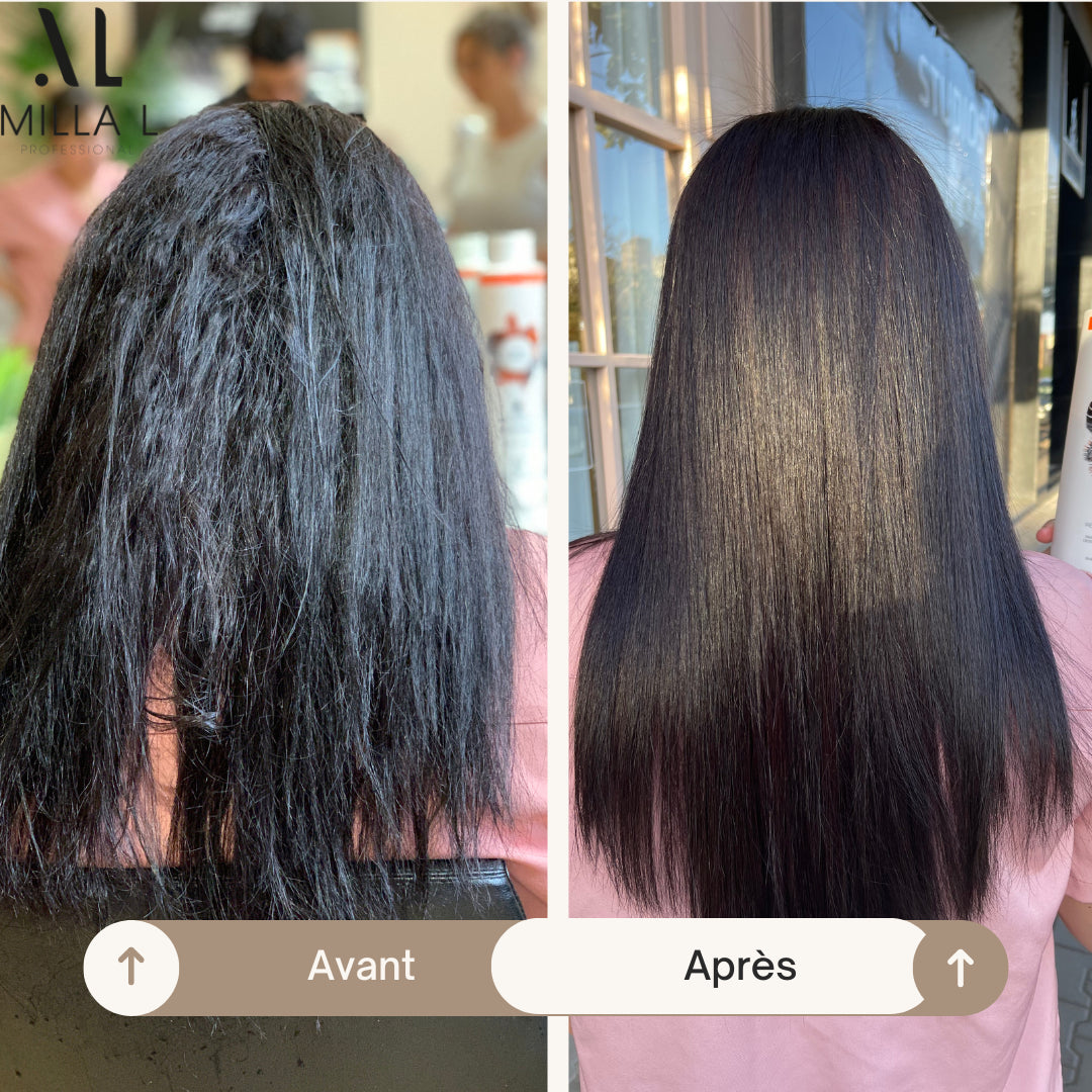 RÉSULTAT AVANT APRÈS soin lissant miracle Babaçu
